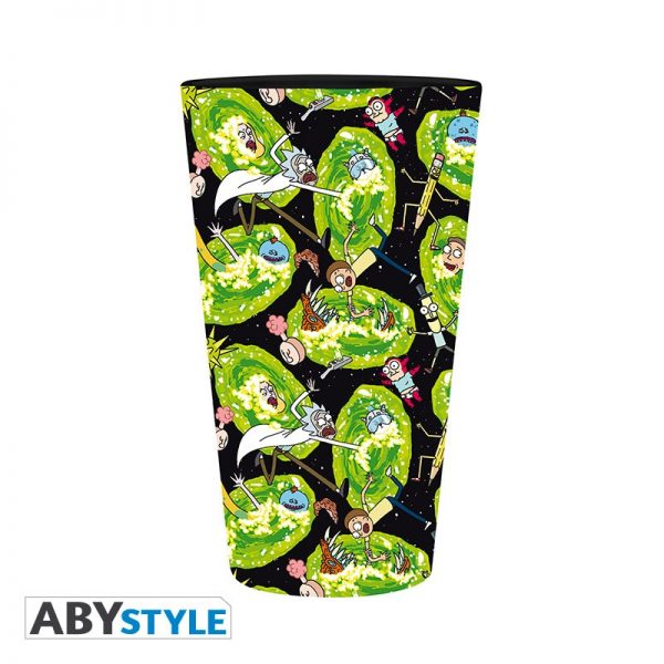 rick morty large glass 400ml portals matte x2 1