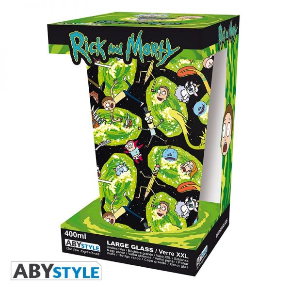 rick morty large glass 400ml portals matte x2 3