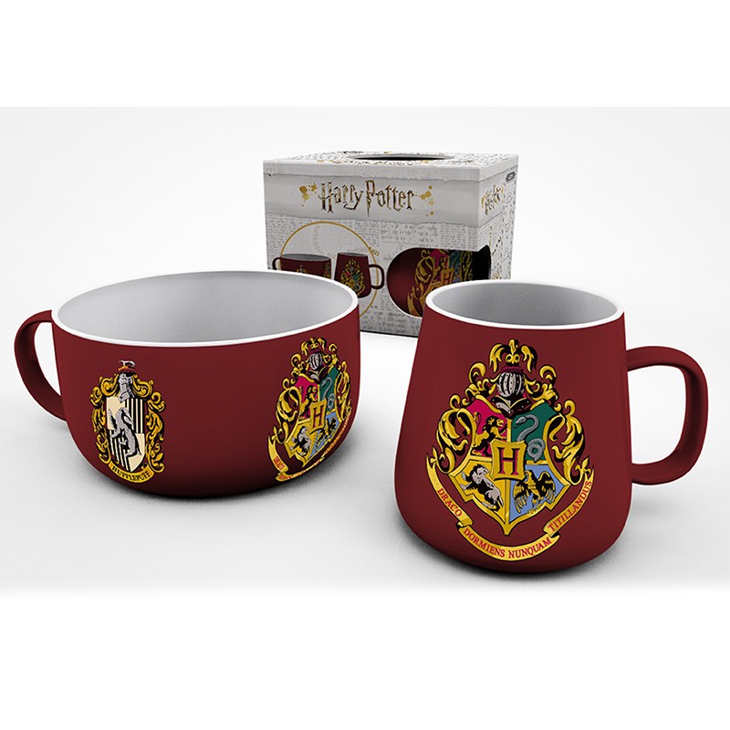 harry potter breakfast set mug bowl crests