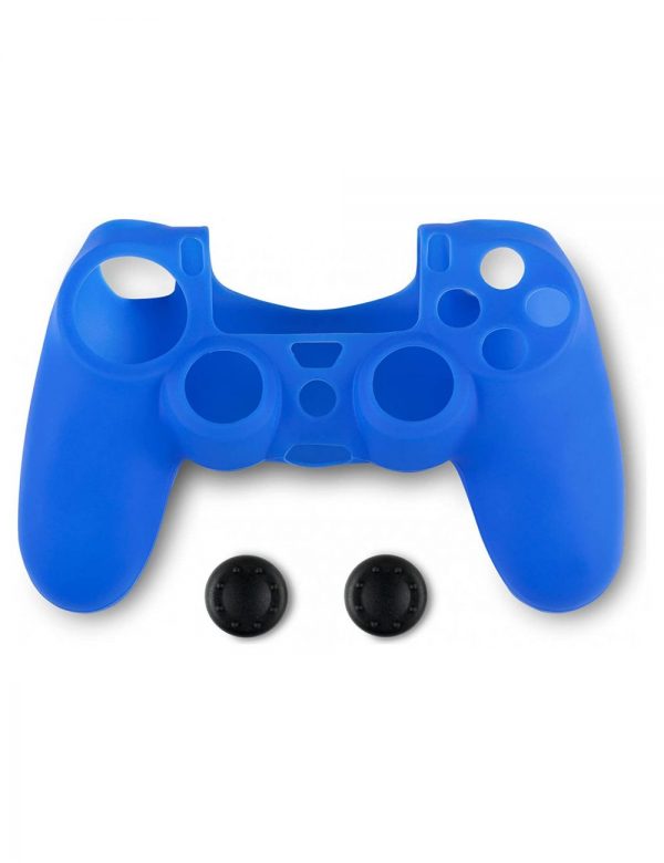 Spartan Gear Controller Silicon Skin Cover and Thumb Grips Compatible With Playstation 4 Colour Blue