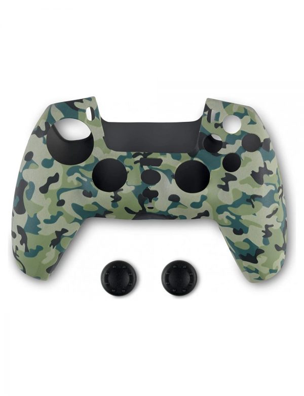 Spartan Gear Controller Silicon Skin Cover and Thumb Grips Compatible With Playstation 5 Colour Green Camo