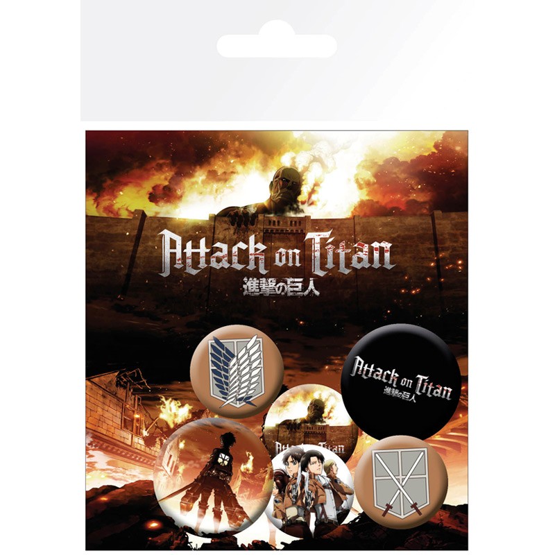 attack on titan badge pack characters x4