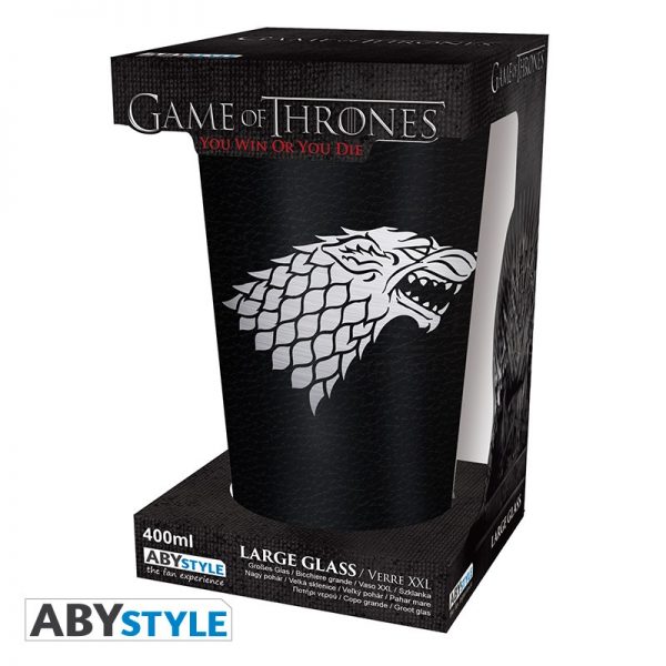game of thrones large glass 400ml stark foil x2 3
