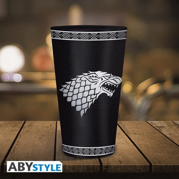 game of thrones large glass 400ml stark foil x2 4