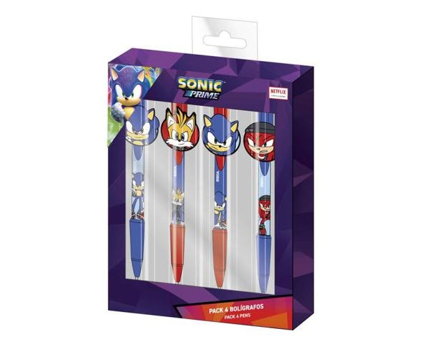 set 4 penne sonic prime the hedgehog cancelleria scuola 1