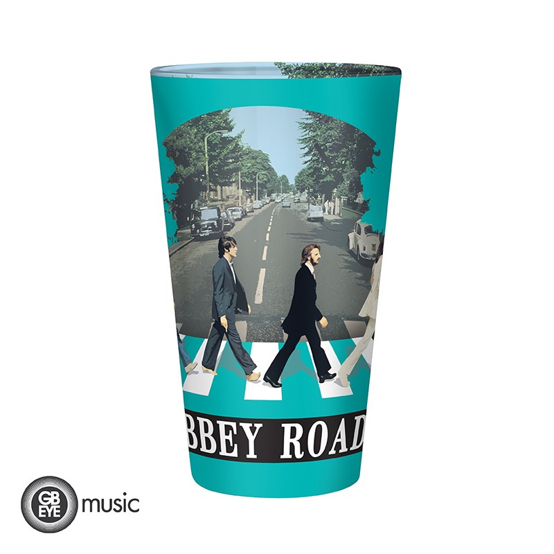 the beatles large glass 400ml abbey road box x2