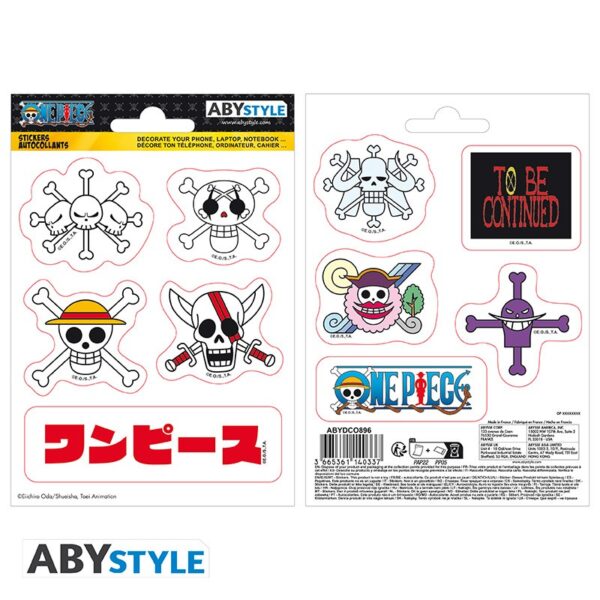 one piece stickers 16x11cm 2 sheets emperors skulls x5