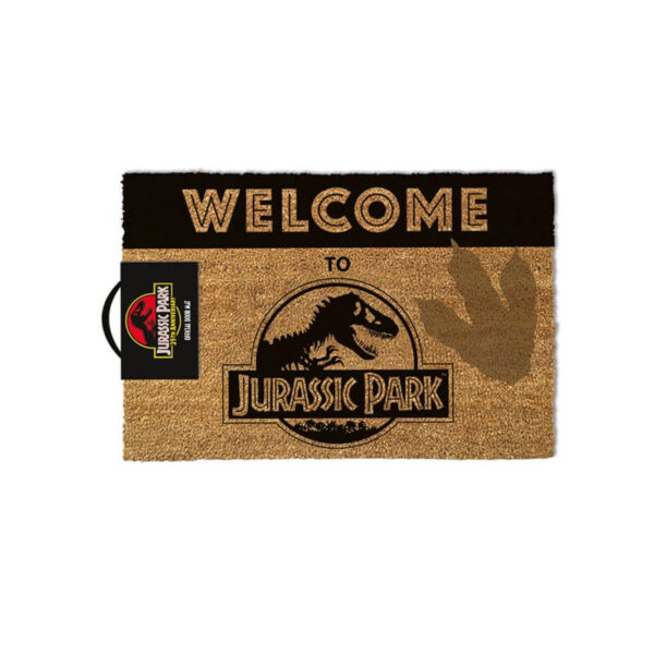 paillasson jurassic park welcome to jurassic park 40 x 60cmaccessoires geek