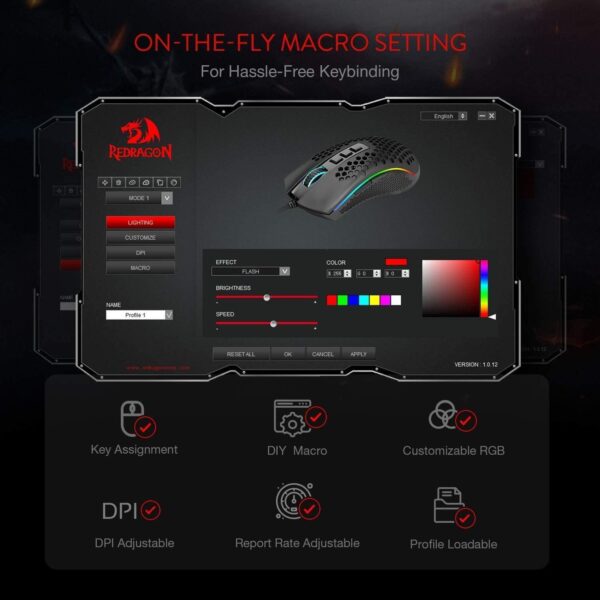 0015436 gaming redragon m808 rgb storm lightweight