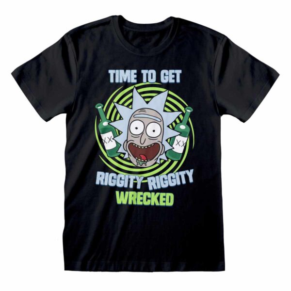 RNM00322TSB RickAndMorty RiggityRiggityWrecked UnisexBlackTee