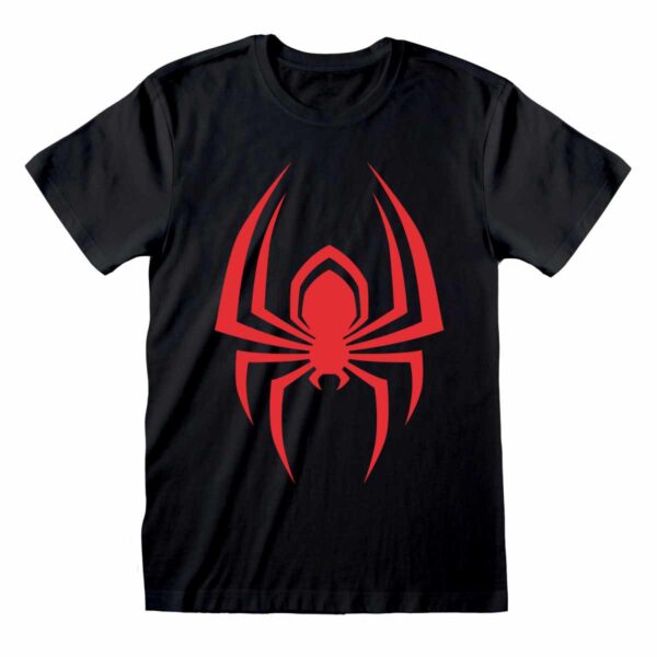 SMM06098TSB SpidermanMilesMorales HangingSpider BlackUnisexTee
