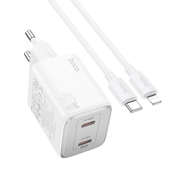 20240424105623 hoco fortistis gan me 2 thyres usb c kai kalodio usb c lightning 45w power delivery leykos n42