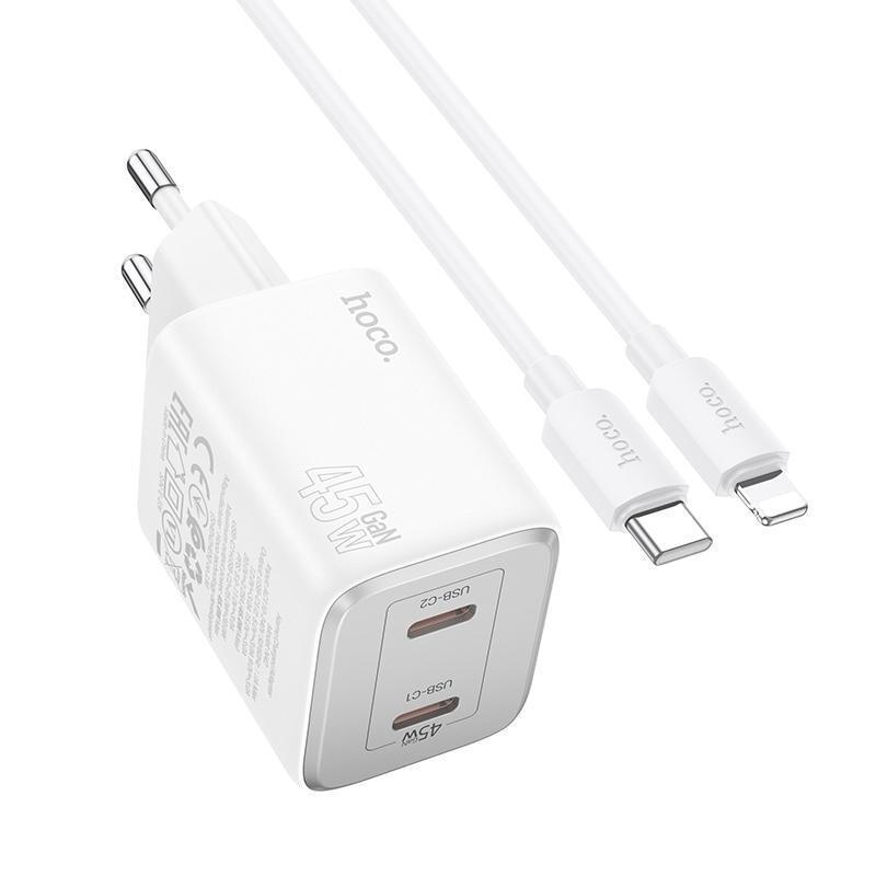 20240424105623 hoco fortistis gan me 2 thyres usb c kai kalodio usb c lightning 45w power delivery leykos n42