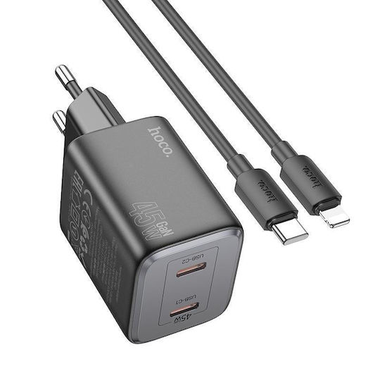 xlarge 20240424104254 hoco fortistis gan me 2 thyres usb c kai kalodio usb c lightning 45w power delivery mayros n42