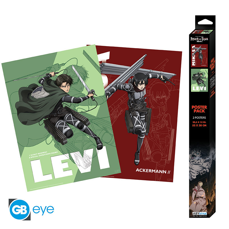 attack on titan set 2 posters chibi 52x38 set 1 x4