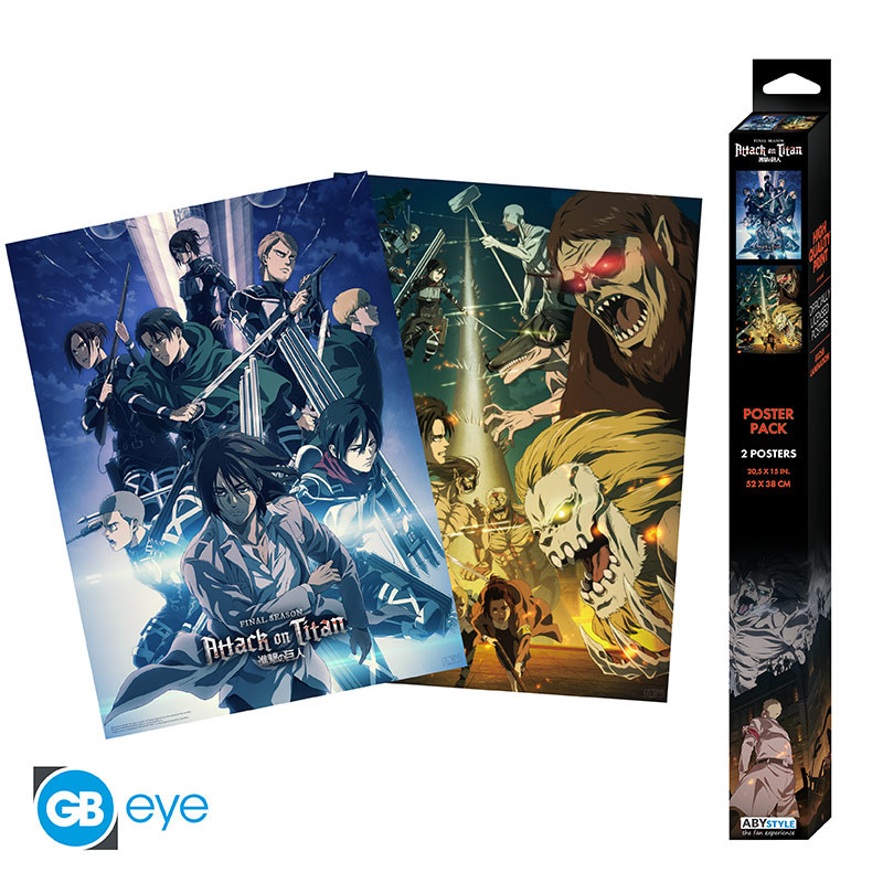 attack on titan set 2 posters chibi 52x38 set 2 x4