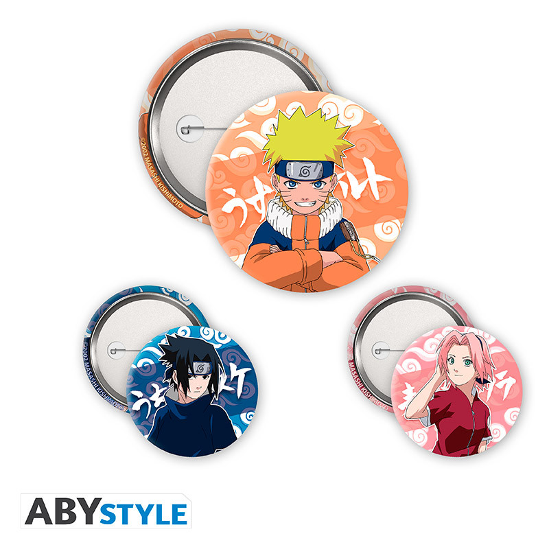 naruto badge pack naruto sasuke sakura x4
