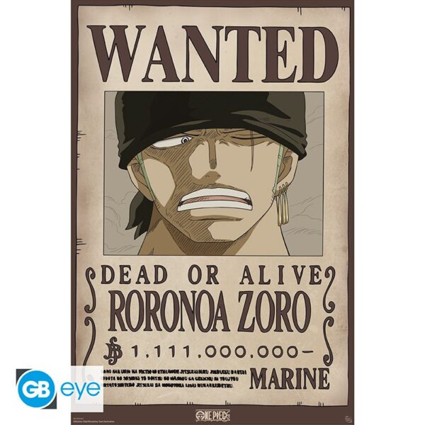 one piece poster maxi 915x61 wanted zoro wano