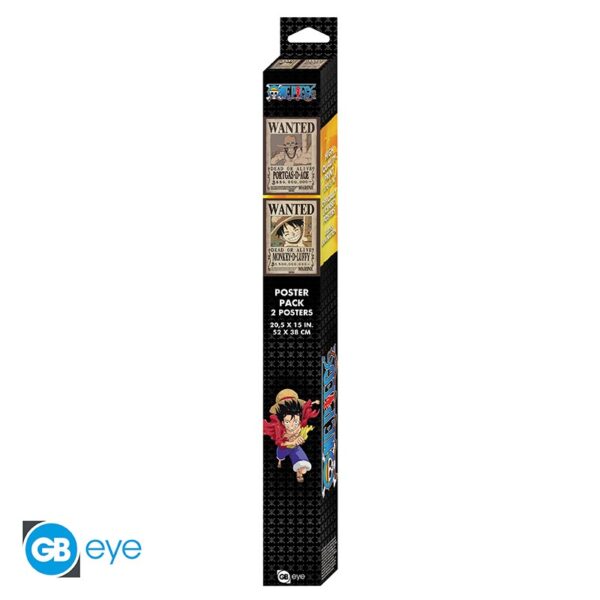one piece set 2 posters chibi 52x38 wanted luffy ace x4 (3)