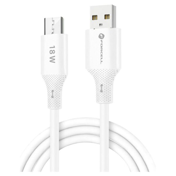 forcell f energy c341 cable usb a to micro usb qc30 24a 18w silicone 1 m white 3 1