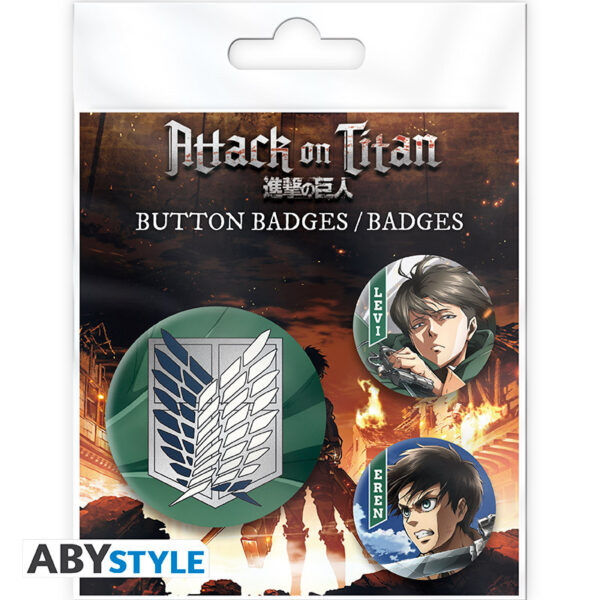 attack on titan badge pack eren levi x4 (1)