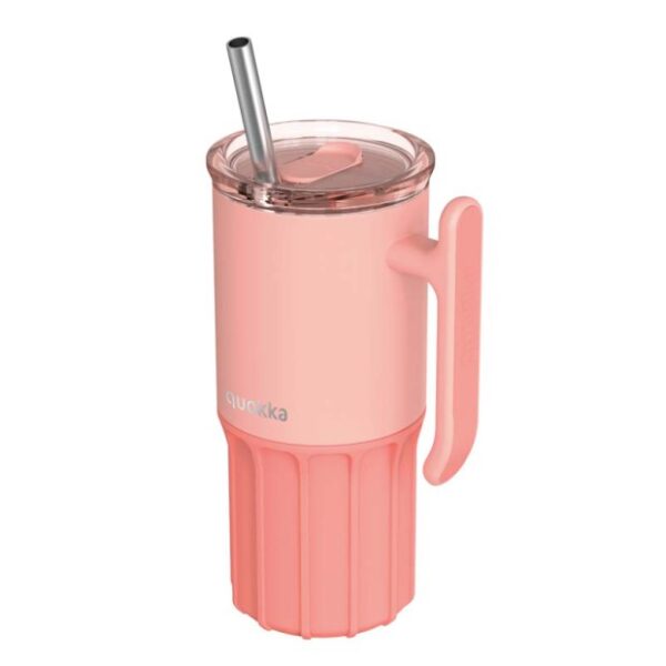 quokka θερμός rambler κούπα με καλαμάκι και βάση σιλικόνης ροδακινί 720ml 40093